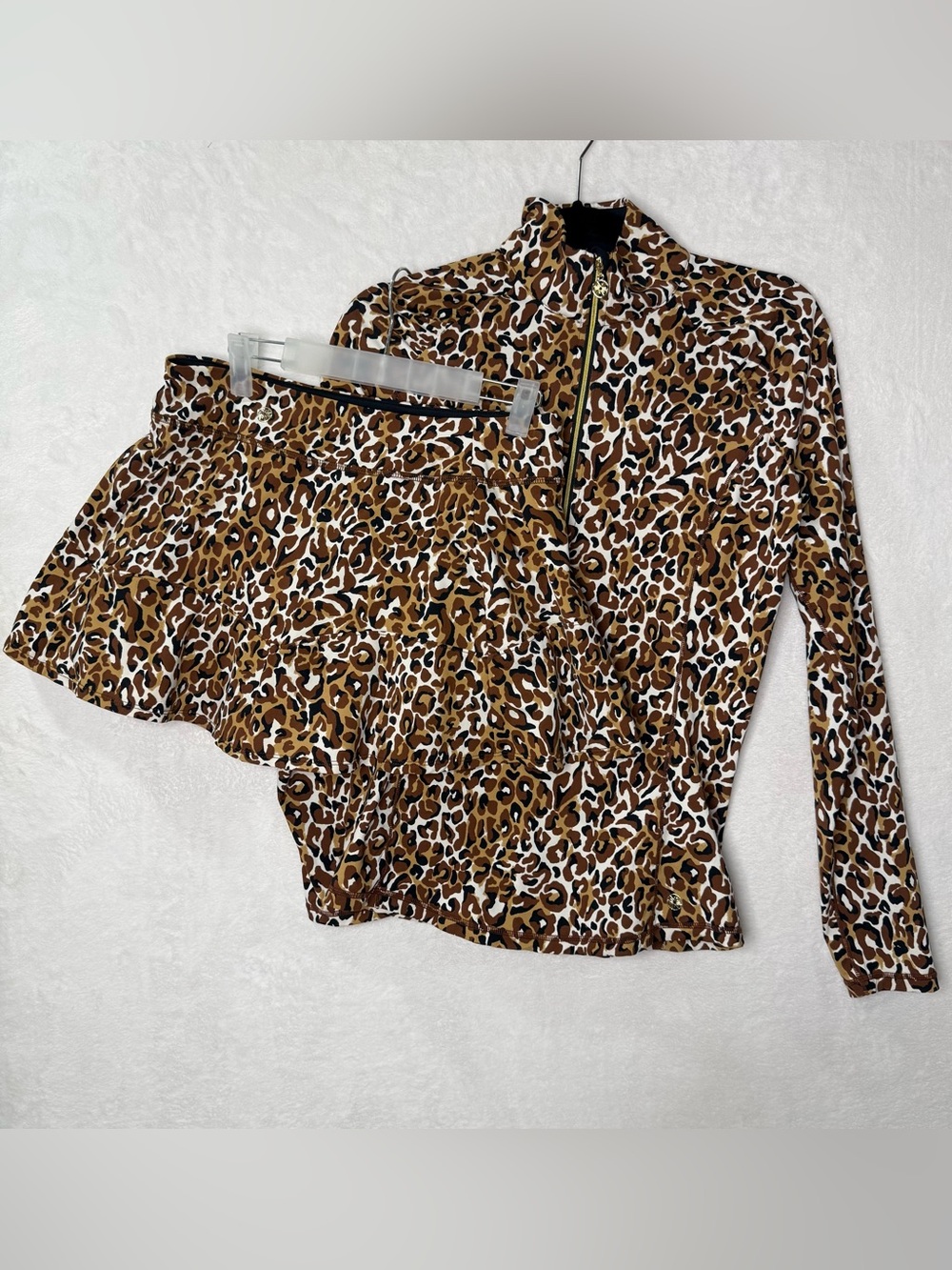 Lilly Pulitzer Luxletic 2 Piece Justine Top And Skort Set Leopard Medium